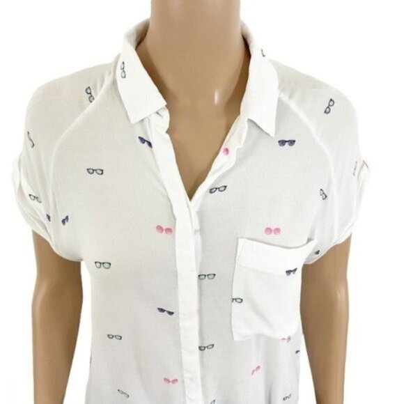 Rails Rayon Shirt Sunglasses Whimsy Vacation Ready Short Cuffed Sleeves size XS - Picture 4 of 9